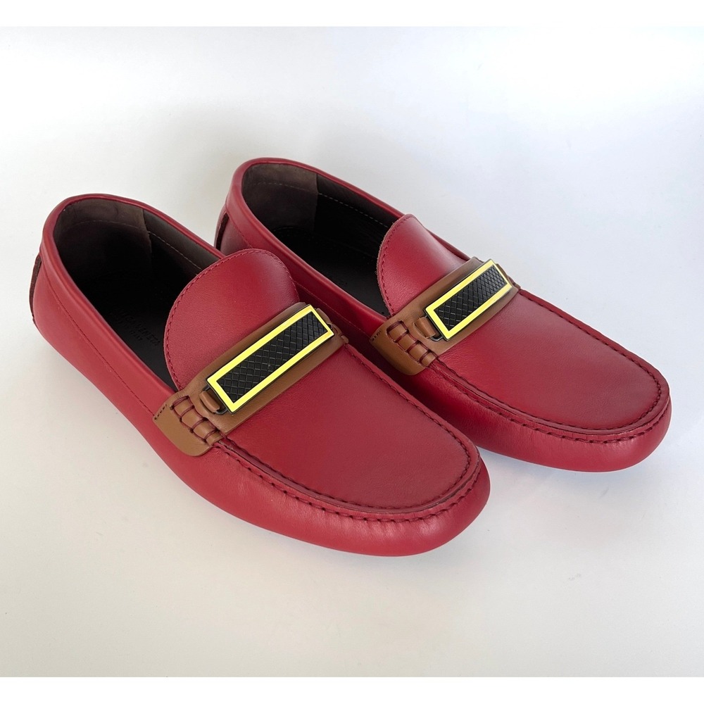 Bottega Veneta Men's Tennis Calf Leather Red Driver Shoe, 548292, sz US 9